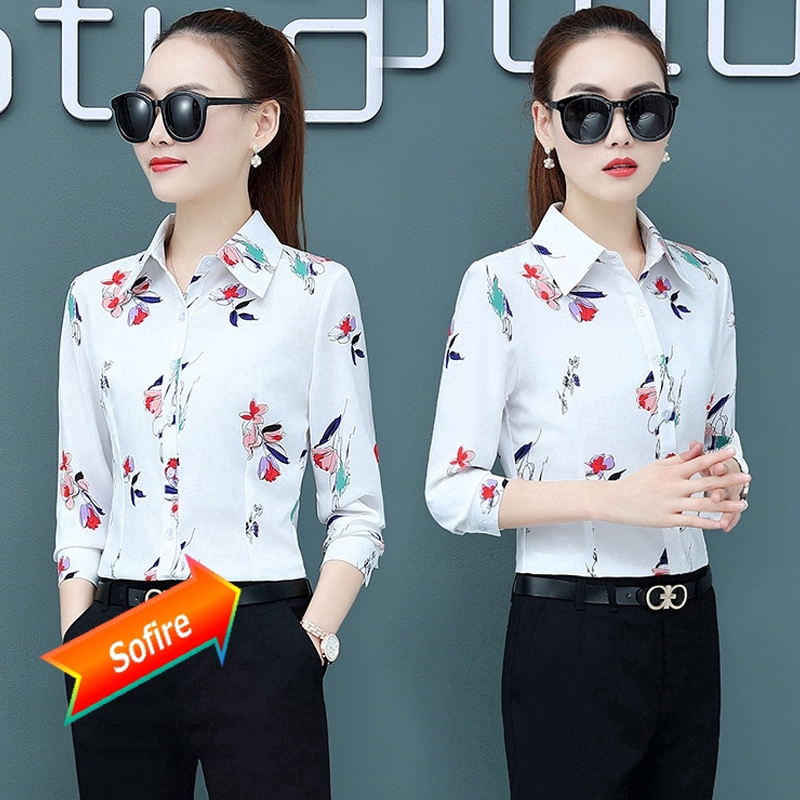 Áo Sơ Mi Chiffon Dài Tay Họa Tiết Hoa Hồng Phong Cách Retro Cá Tính