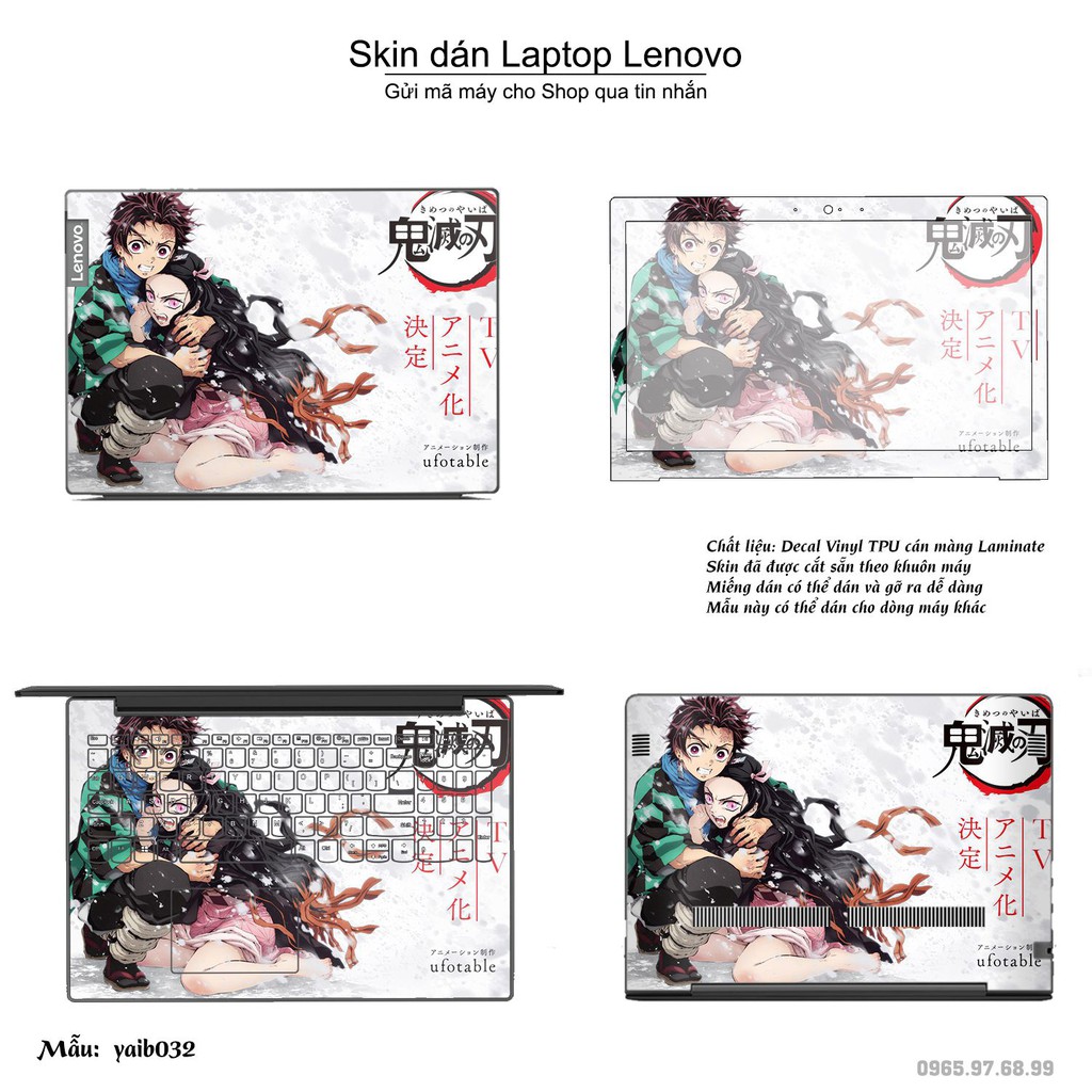 Skin dán Laptop Lenovo in hình Kimetsu No Yaiba (inbox mã máy cho Shop)