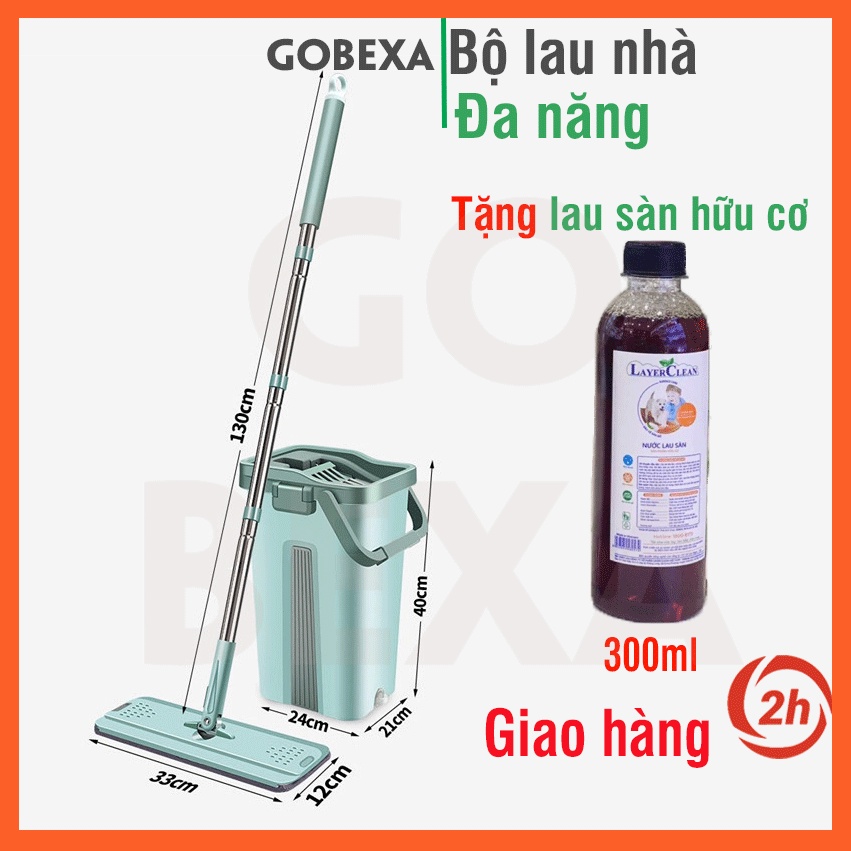 Bộ lau nhà đa năng 2 ngăn giặt vắt riêng biệt, thùng lau nhà thông minh nhỏ gọn