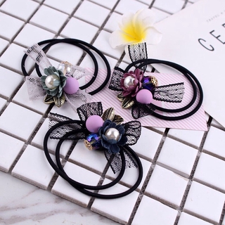 Set 2 Cột tóc hoa xếp nơ ren cao cấp điệu đà
