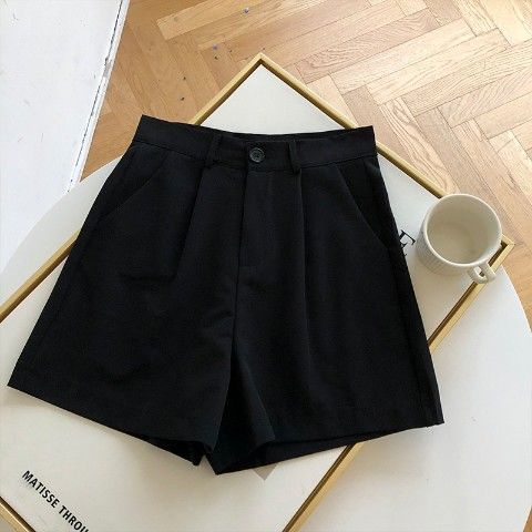 COZOKC COZOK Quần Đùi Lưng Cao Ống Rộng Kiểu Dáng Hàn Quốc Hợp Thời Trang