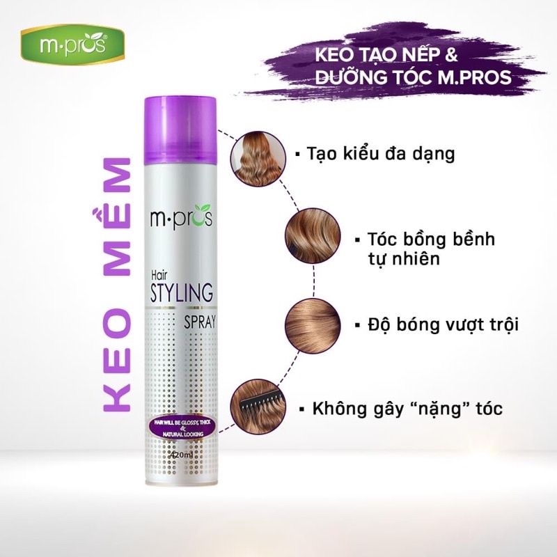 Keo Tạo Nếp Và Dưỡng Tóc M.pros Hair Styling Spray 420ml