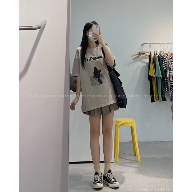 [P0238🤎] Áo thun áo phông unisex in hình cô gái BROOKLYN form rộng cotton mặt lông dày (Có sẵn/Ảnh thật)