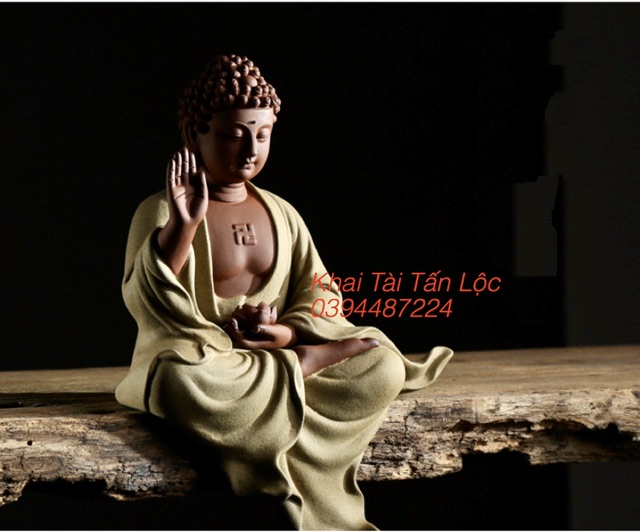 Tượng Phật Adida gốm tử sa cao 30 cm hàng cao cấp