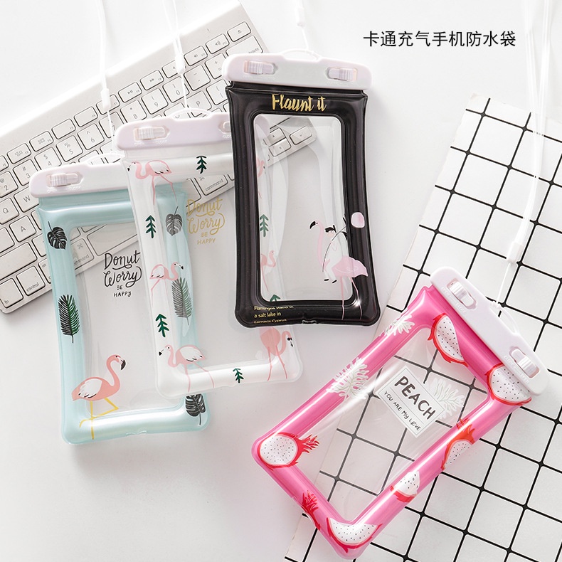 Túi Đựng Điện Thoại Bơm Hơi Bằng pvc Chống Thấm Nước Có Thể Chạm Màn Hình Cảm Ứng