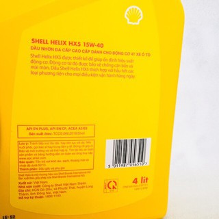 NHỚT SHELL HELIX HX5 15W-40 4 lít
