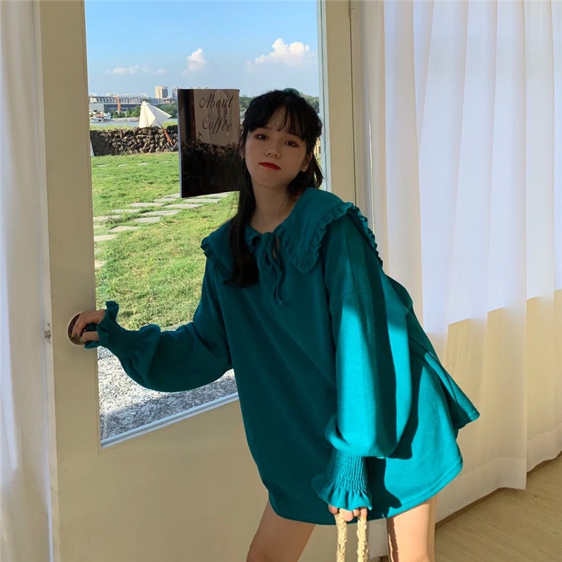 【ZHELIHANGFEI】Áo Thun Dài Tay Cổ Búp Bê Xinh Xắn Dành Cho Nữ