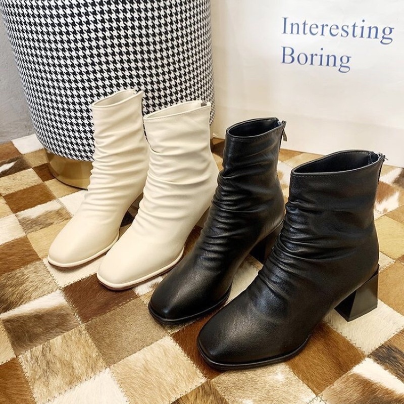 Boot Nhăn Da Lỳ Cao Cấp Gót Vuông 5 Phân Hottrend