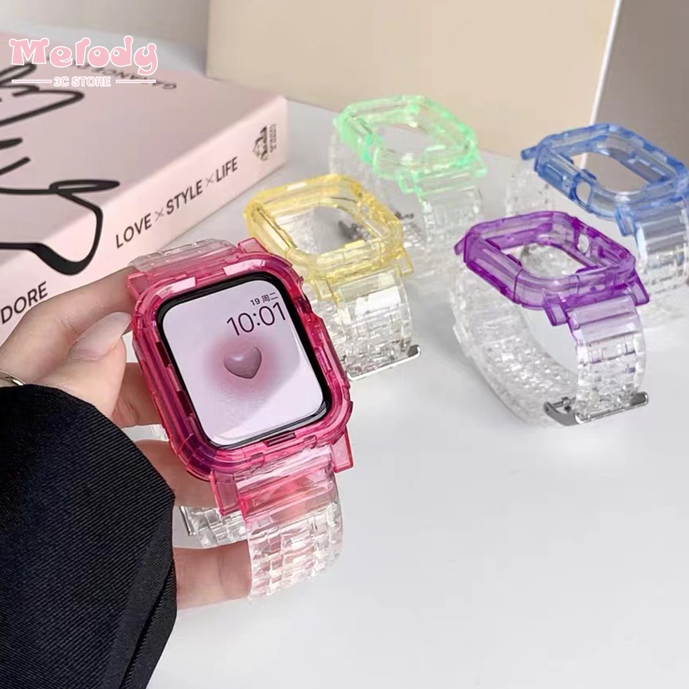 Dây Đeo Trong Suốt Hai Màu Cho Đồng Hồ Thông Minh series 7 / 6 / SE / 5 / 4 / 3 Kích Thước 45 / 44 / 42 / 41 / 40 / 38mm