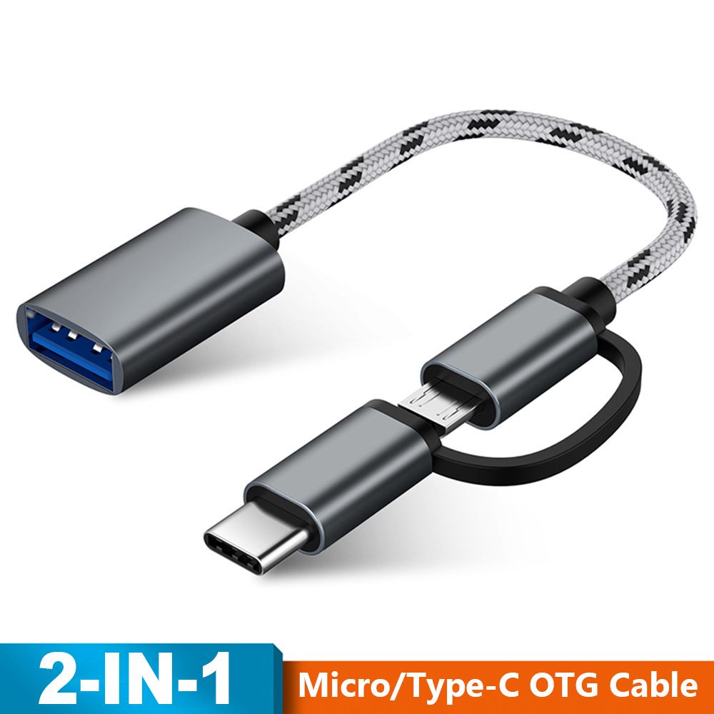 Dây cáp OTG 2 trong 1 chuyển đổi Micro USB/Type-C sang USB 3.0 cho điện thoại/máy tính bảng