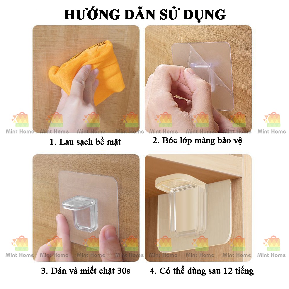 Miếng dán giá đỡ kệ gỗ treo tường, khung tranh, kệ tủ góc tường, móc dán ke góc chữ L kê ván, sàn chịu lực loại dày