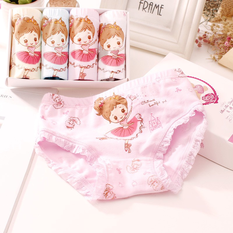 Set 4 Quần Lót Cotton Cho Bé Gái Từ 3-10 Tuổi