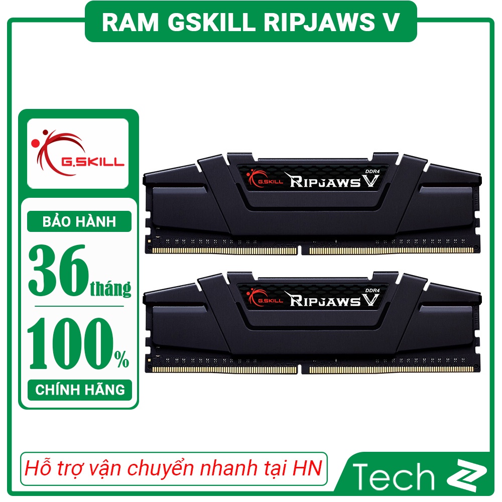 Ram Desktop Gskill RIPJAWS V BLACK (F4-3000C16D) 16GB (2x8GB) / 32GB (2x16GB) DDR4 3000Mhz