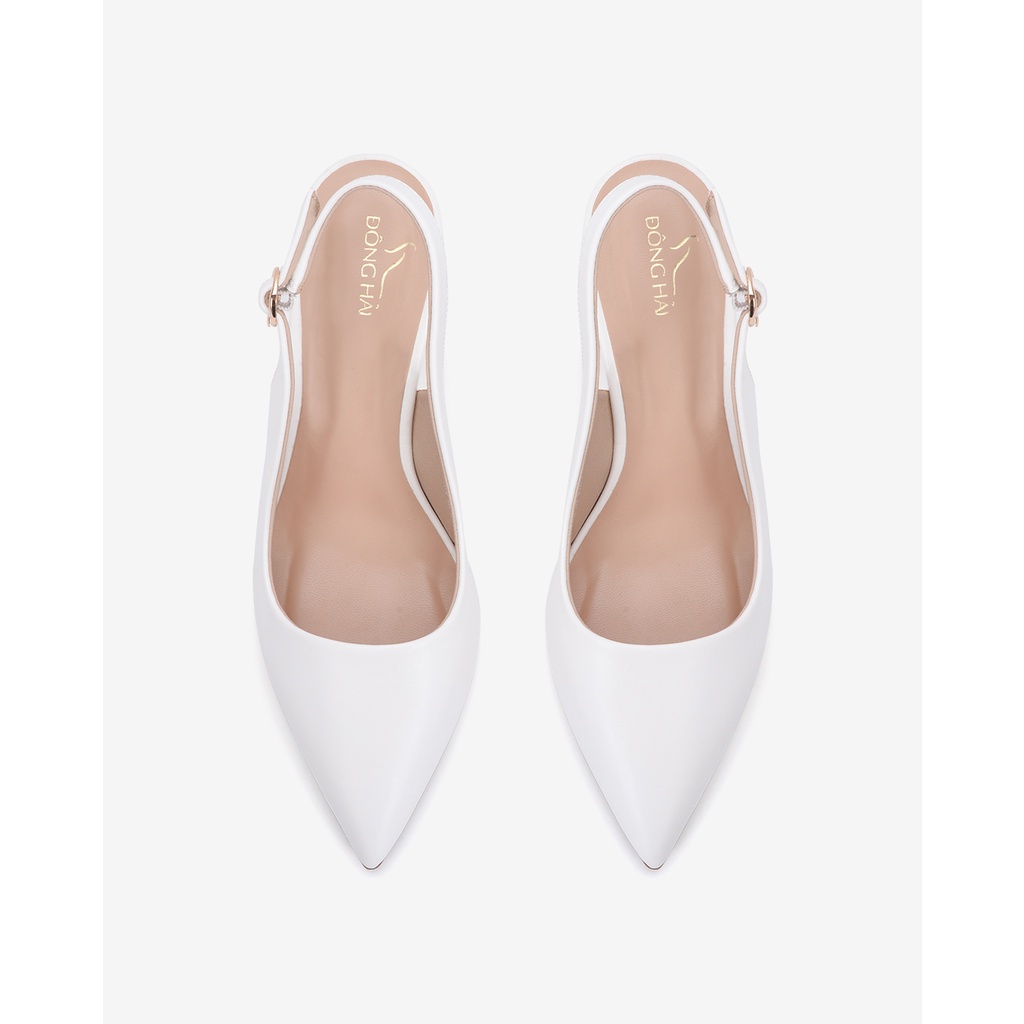 Giày cao gót nữ Đông Hải thiết kế Slingback mũi nhọn sành điệu đính gót kim cương cao 7cm - G81I8