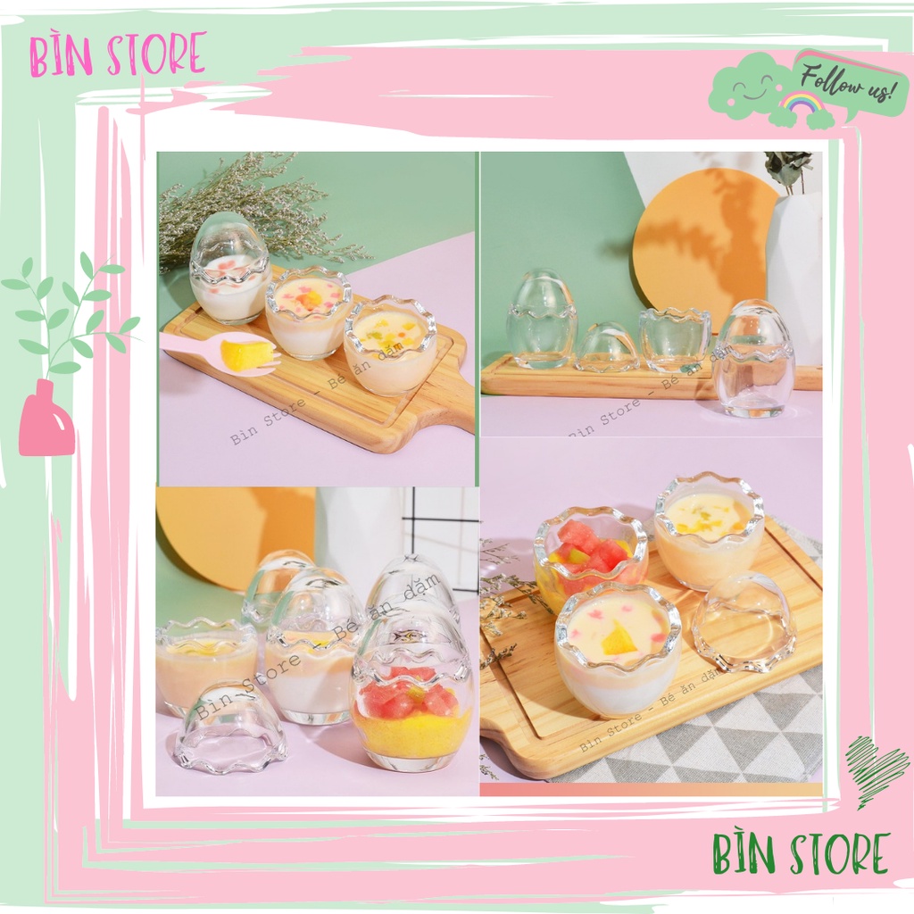 Hũ thủy tinh hình quả trứng 60ml làm pudding, sữa chua,... - Bìn Store