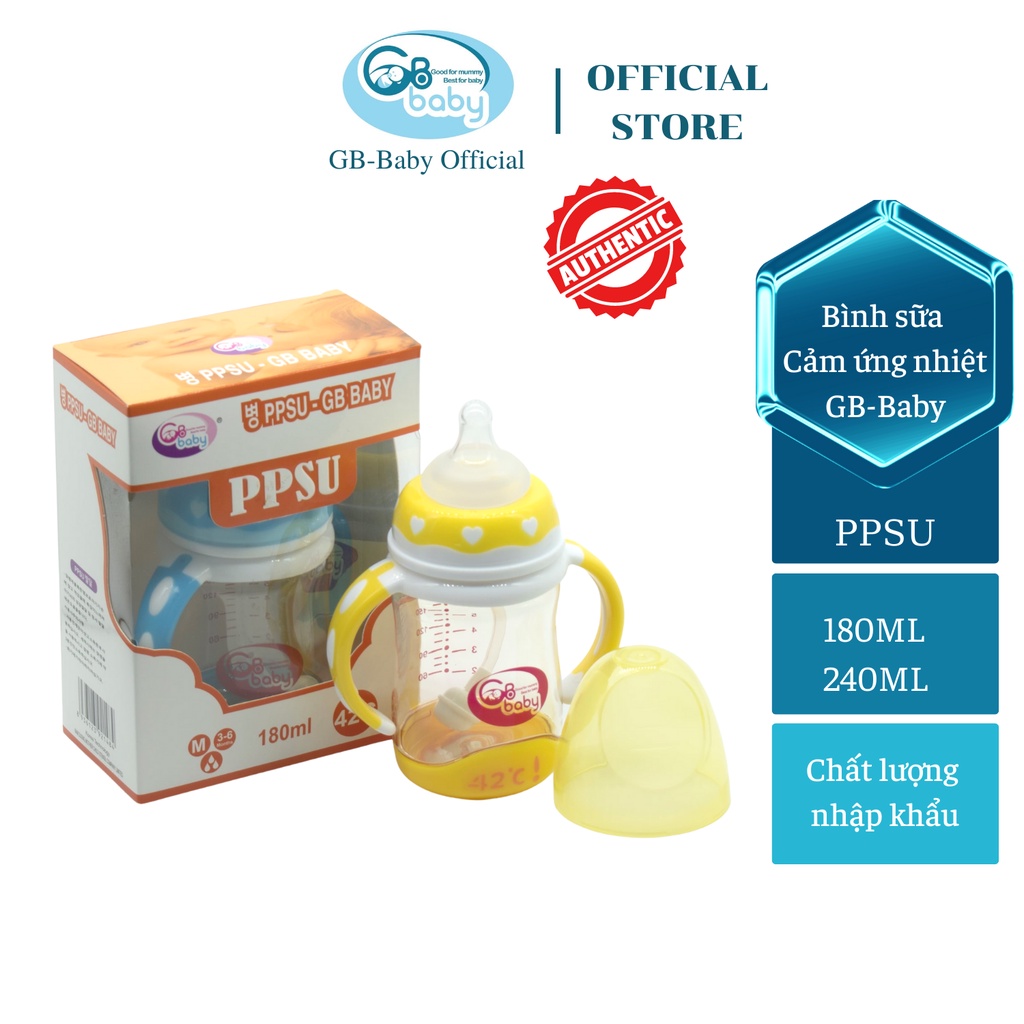 Bình sữa cảm ứng nhiệt 180ml Gbbaby