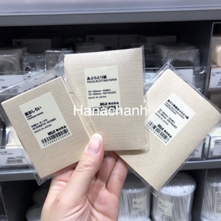 Giấy Thấm Dầu MUJI 100 tờ 7x10cm Hàng NHẬT Nội Địa - Thấm sạch dầu thừa cho da luôn khô thoáng