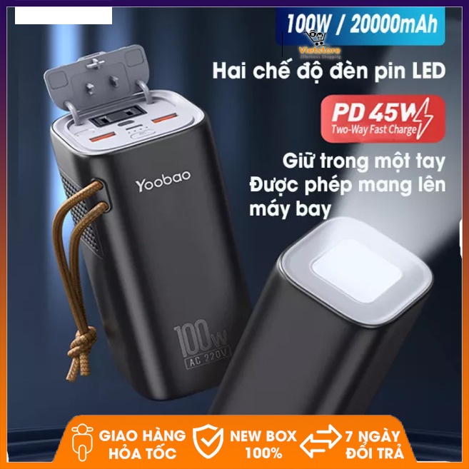 Trạm Sạc Dự Phòng Yoobao EN100 Dung Lượng 20000mAh Tích Hợp Đèn Pin Siêu Tiện Dụng Dùng Cho Gia Đình/ Dã Ngoại