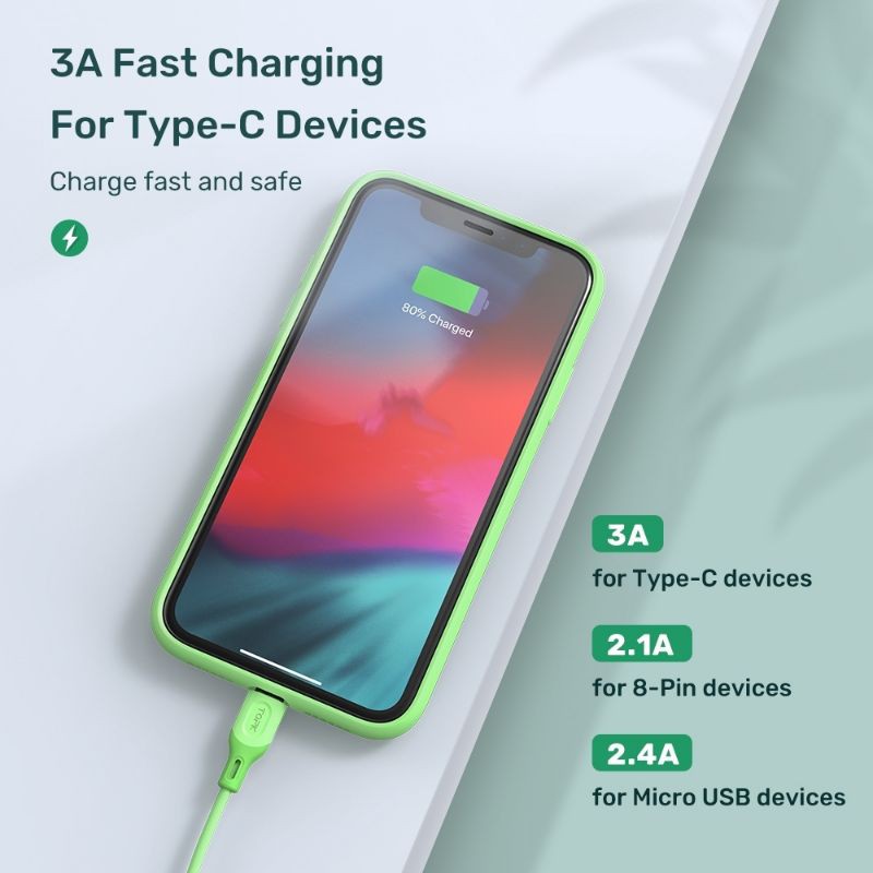 Cáp Sạc nhanh Micro Usb Type C Topk An84 Làm Bằng Tpe Silicone Mềm