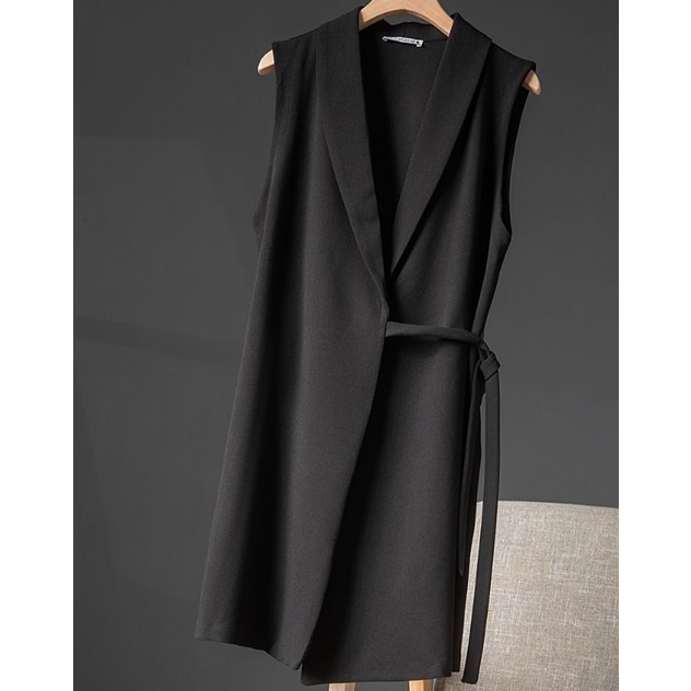 Áo gile dáng dài vạt chéo ZR