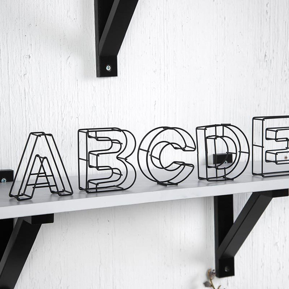 PREVALENT Modern Industrial Style Wrought Iron Alphabet Cafe Adornment Home Decoration Metal Hollow Letter Party Supply Desktop Ornament Black Photography Props Doorplate Sign