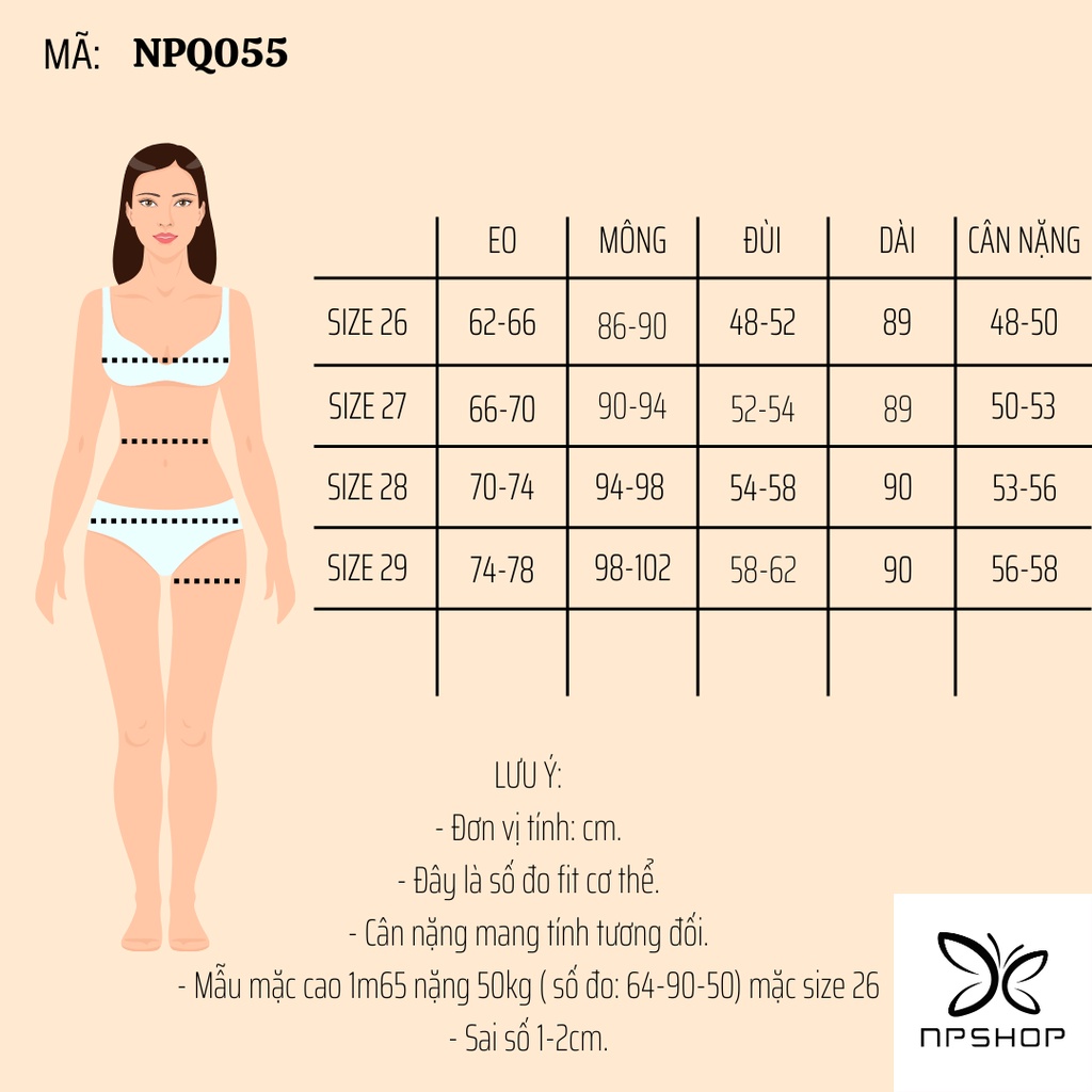 Quần jean nữ ống loe 9 tấc lưng cao rách đùi NPQ055