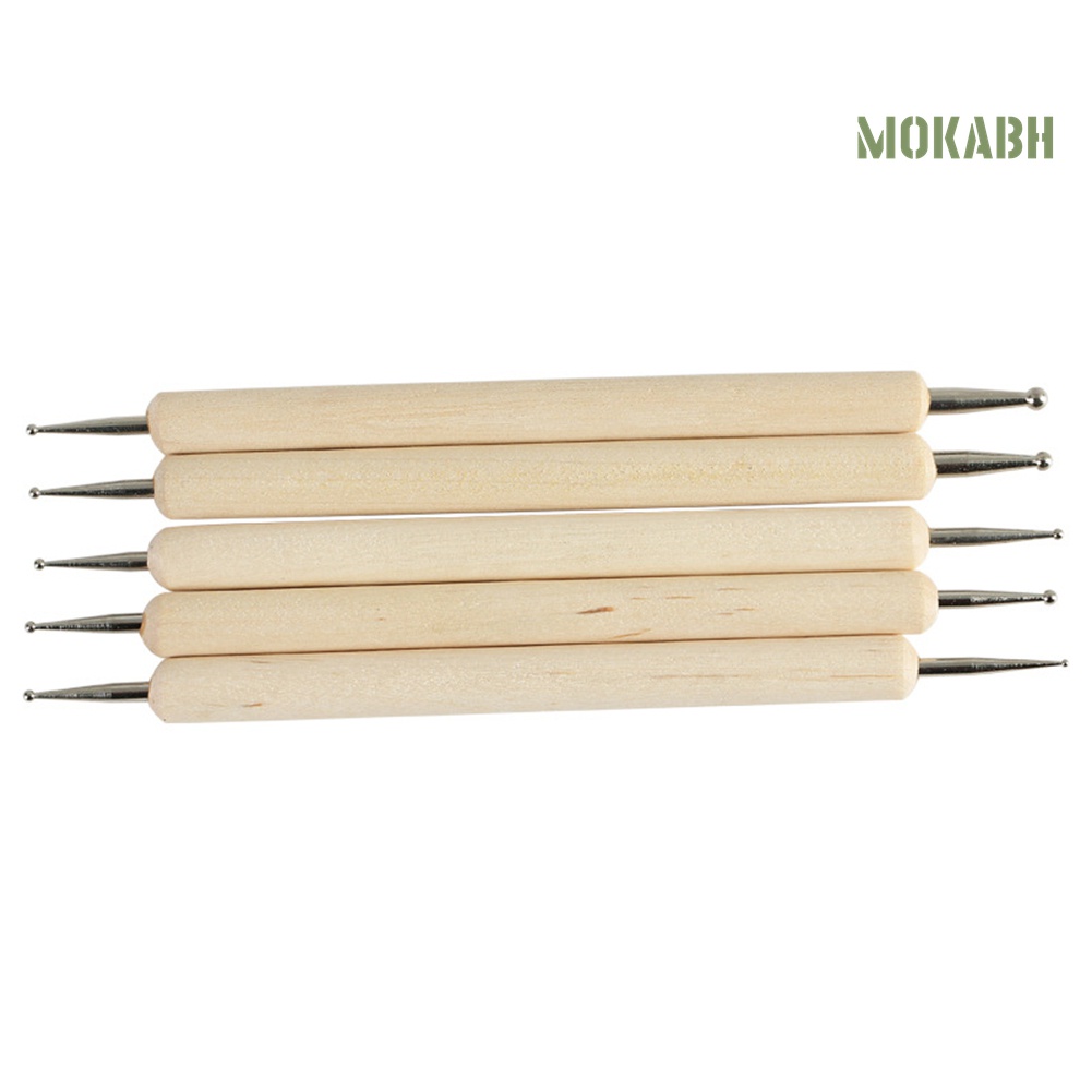 Set 5 Bút Gỗ 2 Đầu Dùng Trang Trí Móng Tay Nghệ Thuật