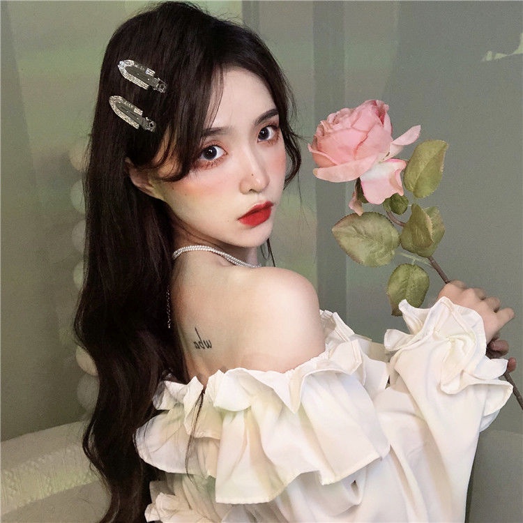 Áo Kiểu Tay Dài Trễ Vai Phối Bèo Thời Trang Pháp Mới Thanh Lịch Cho Nữ