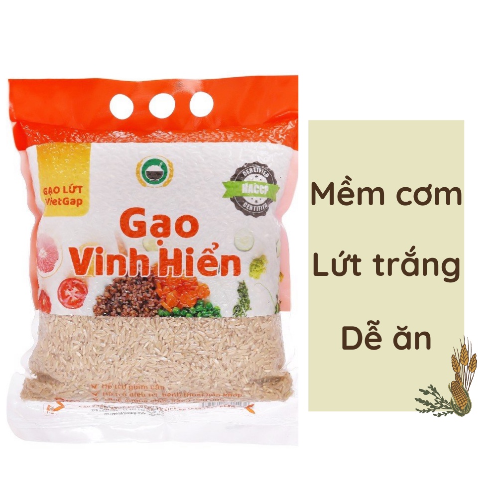 Gạo lứt trắng Vinh Hiển VIETGAP / Dẻo, mềm, cơm ăn ngon 2kg