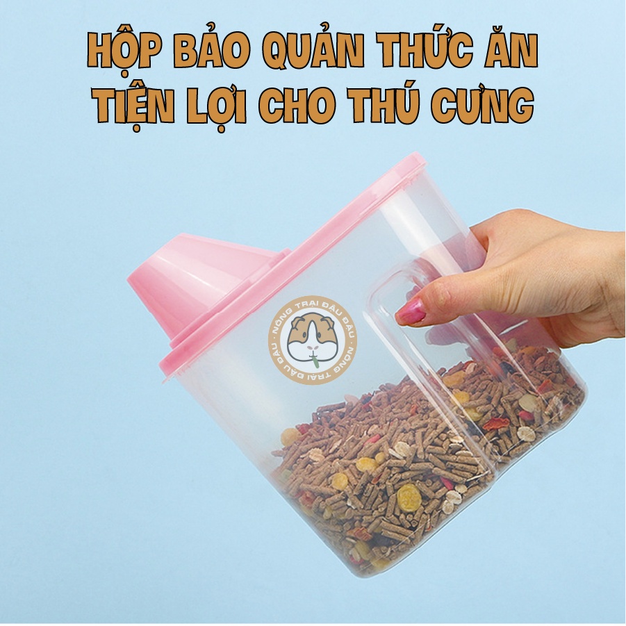 Hộp Đựng Thức Ăn Cho Thú Cưng Tiện Lợi Hạt Khô, Cỏ Nén, Thức Ăn Khô Hộp Đựng Thức Ăn Cho Thỏ, Bọ Ú, Chó, Mèo, Hamster
