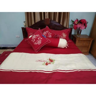 Bộ ga +gối cưới Hasan ( mẫu không thêu bụng)