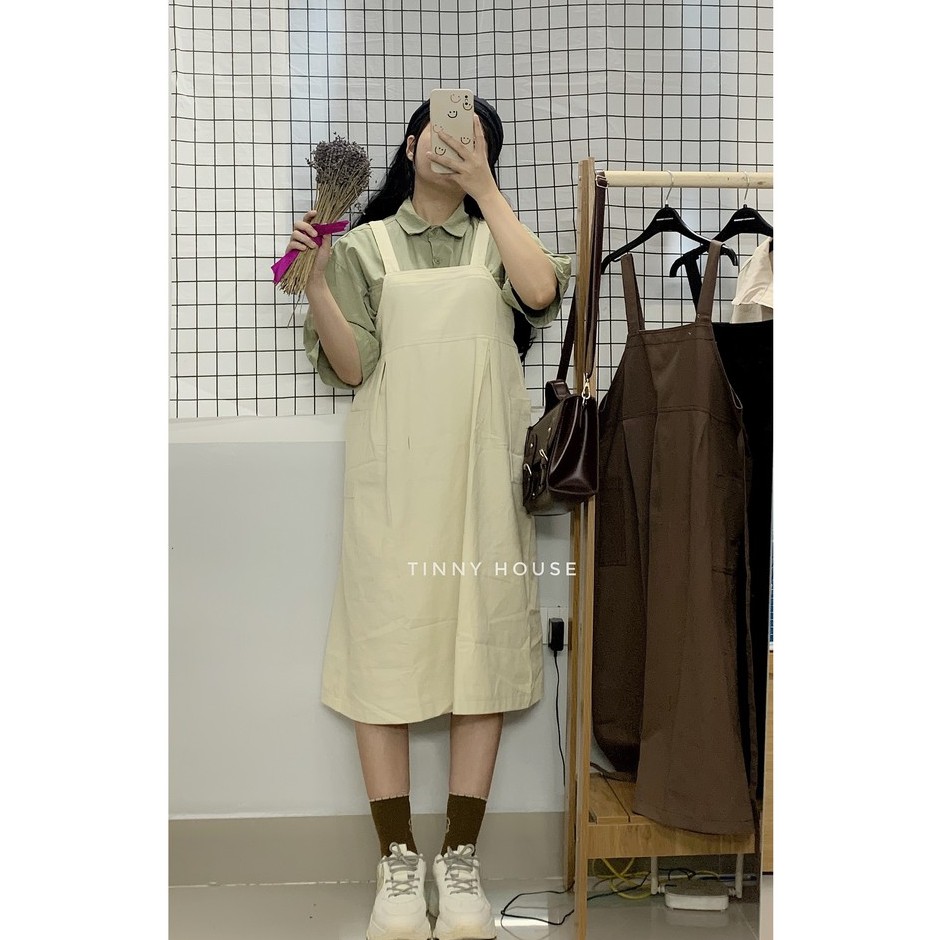 Váy yếm kaki ulzzang phong cách Hàn Quốc (Ảnh thật)