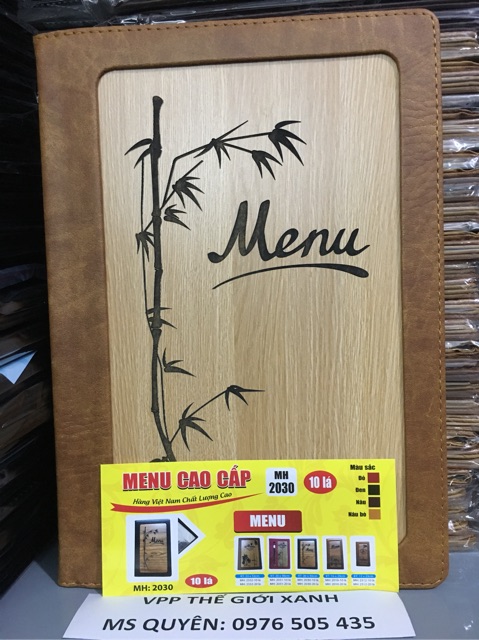 Bìa menu gỗ cao cấp 10 lá 2030 (20*30CM)