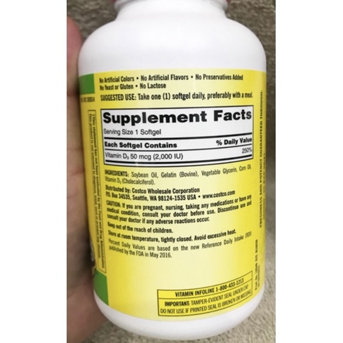 Vitamin D3 D 50mcg  Kirkland chai 600 viên date Mới