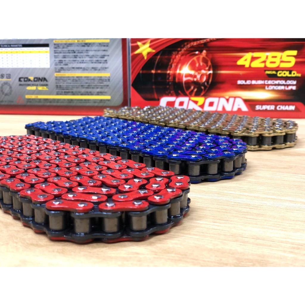 Xích  CORONA Mã 428S Dòng Cao Cấp Không Phớt Cao Su - Hàng Cao Cấp Chính Hãng X1R