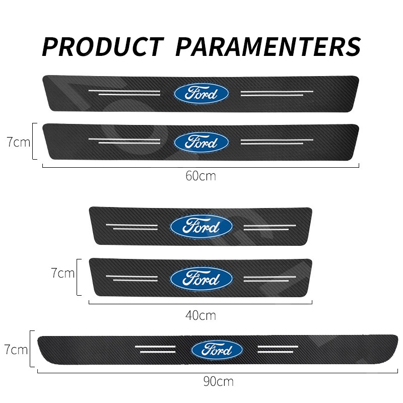Miếng Dán Trang Trí Cửa Xe Hơi Họa Tiết Sợi Carbon Sang Trọng Cho Ford Focus Ranger Ecosport Fiesta Everest Transit Escape