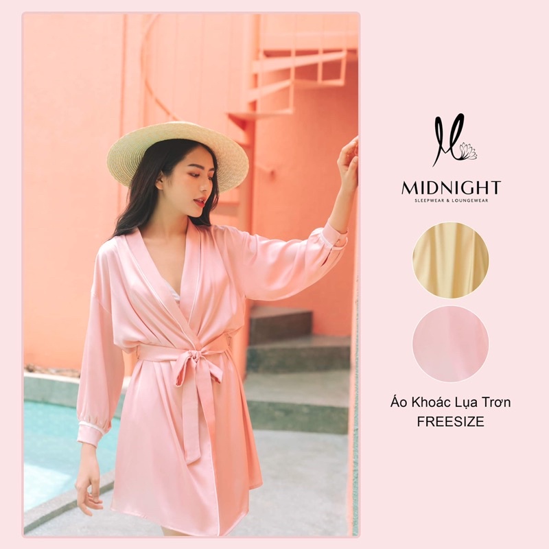 Đồ ngủ mặc nhà Áo khoác lụa trơn - Midnight Sleepwear