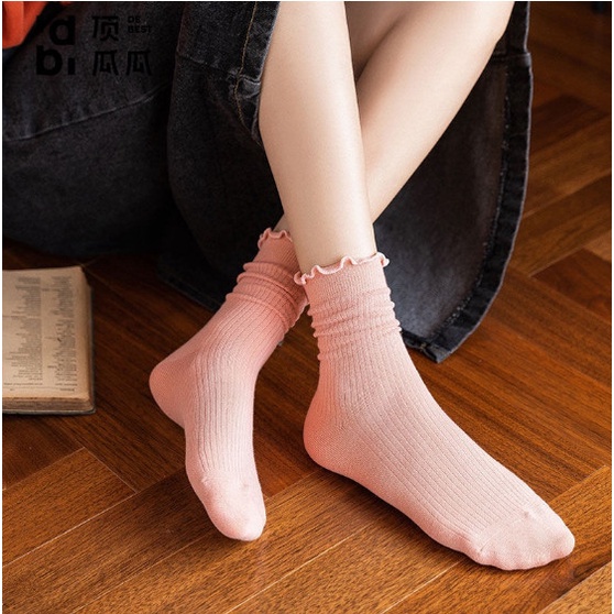 Tất Vớ Cổ Cao Nữ Cổ Bèo Nhiều Màu Dễ Thương Chất Liệu Cotton Đẹp Thời Trang