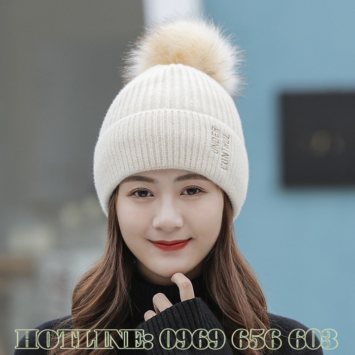 Mũ len 💎𝐅𝐑𝐄𝐄𝐒𝐇𝐈𝐏💎 Nón len nữ thời trang lót lông cực ấm