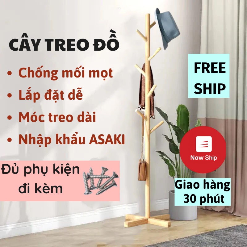 Cây Treo Đồ, Cây Treo Quần Áo Đứng Bằng Gỗ Tự Nhiên KHO GIA DỤNG TRẦN PHÚ