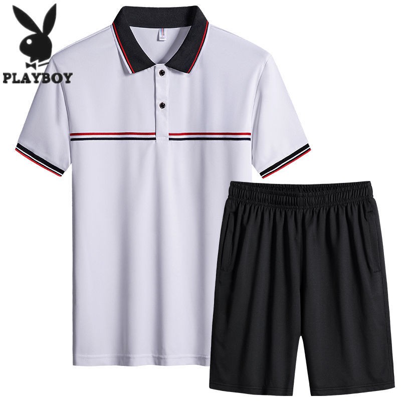Áo sơ mi trung niên ngắn tay nam mỏng phù hợp với bố mùa hèBộ đồ thể thao ngắn tay Playboy nam plus size 50 tuổi của bố