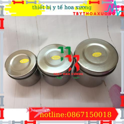 Hộp Inox Tròn Nhỏ Y Tế - Hộp Đựng Bông Gòn phi 6 , kích  thước 7,5x6cm