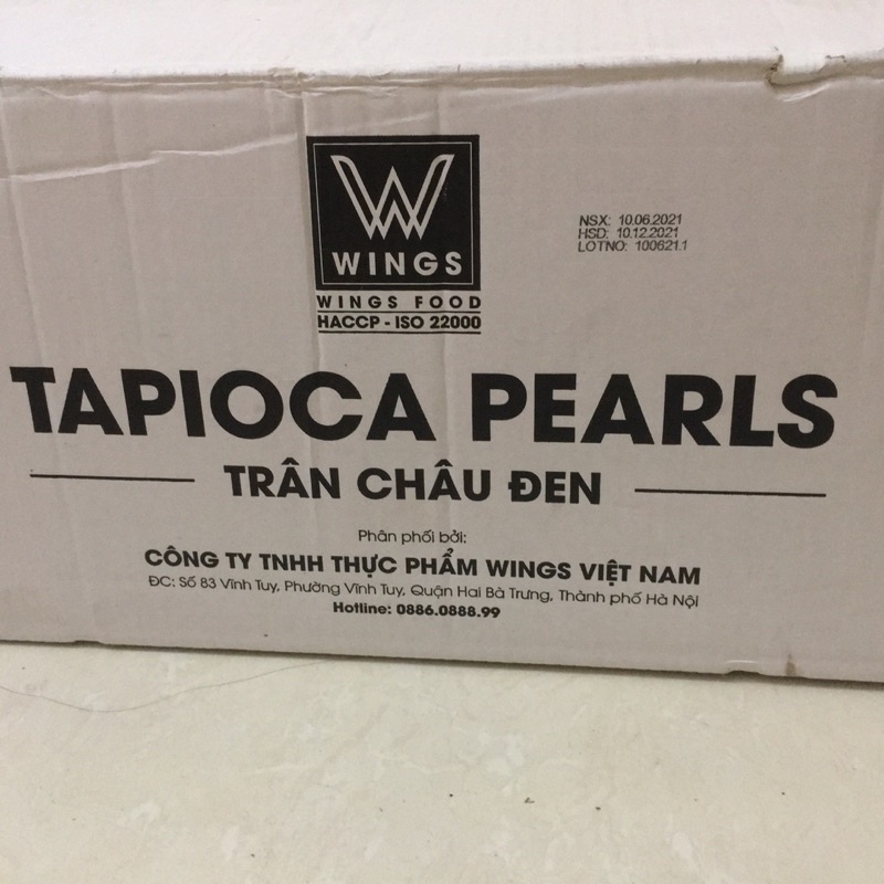 Trân Châu Wings 3kg - Trân Châu Đường Đen Wings Việt Nam Gói 3Kg. Sỉ Nguyên Thùng Có Bán Chiết Lẻ 1Kg