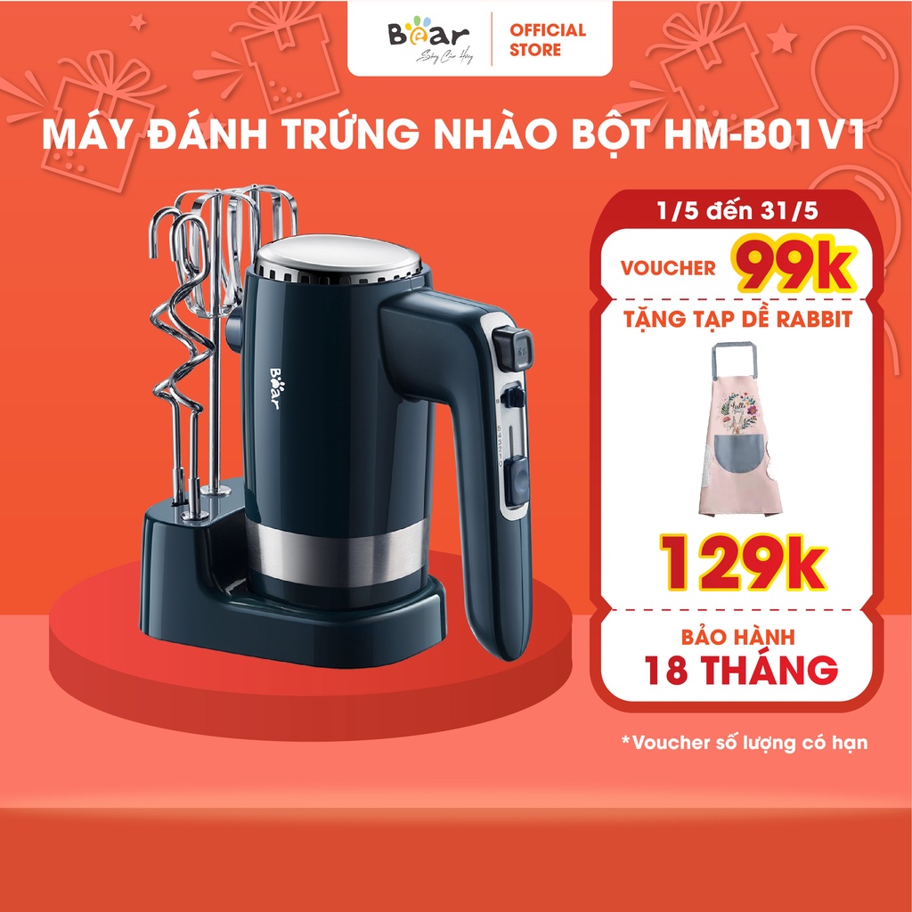 Máy Đánh Trứng Nhào Bột Cầm Tay Bear Công Suất Lớn Làm Bánh Bao, Làm Bánh Kem - HM-B01V1