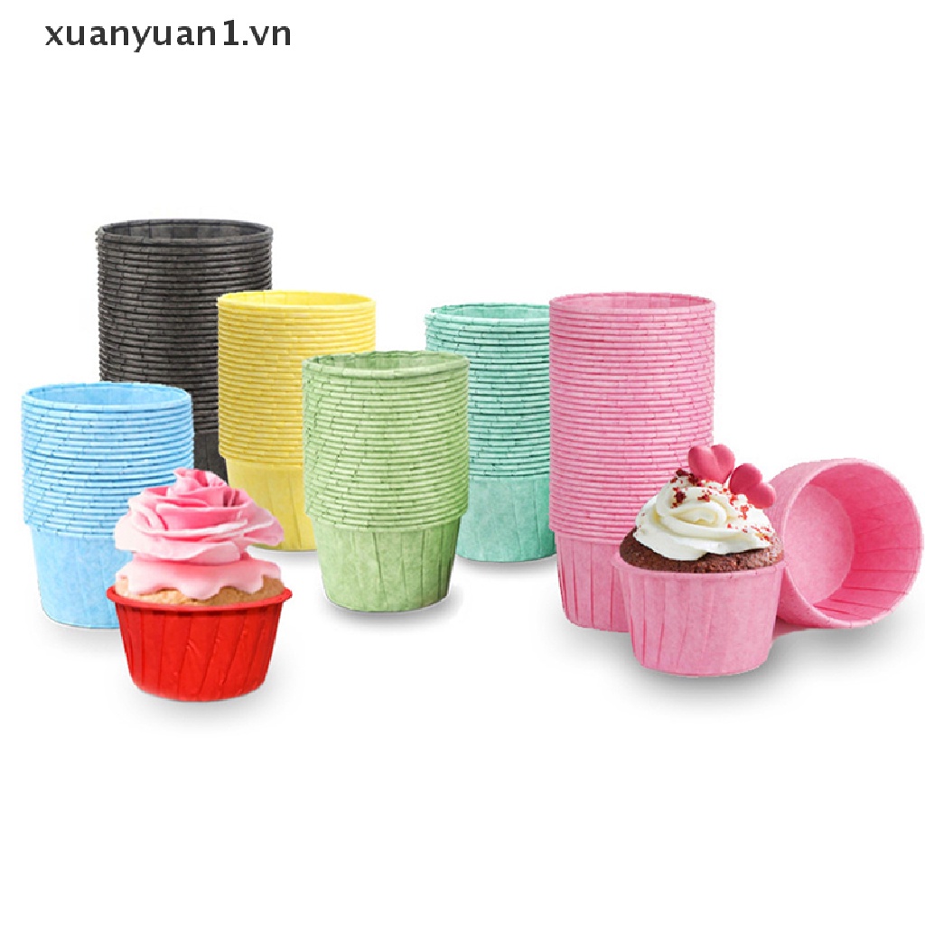 Set 50 Cốc Giấy Đựng Bánh Cupcake Nhiều Màu Sắc Cách Nhiệt Tiện Dụng