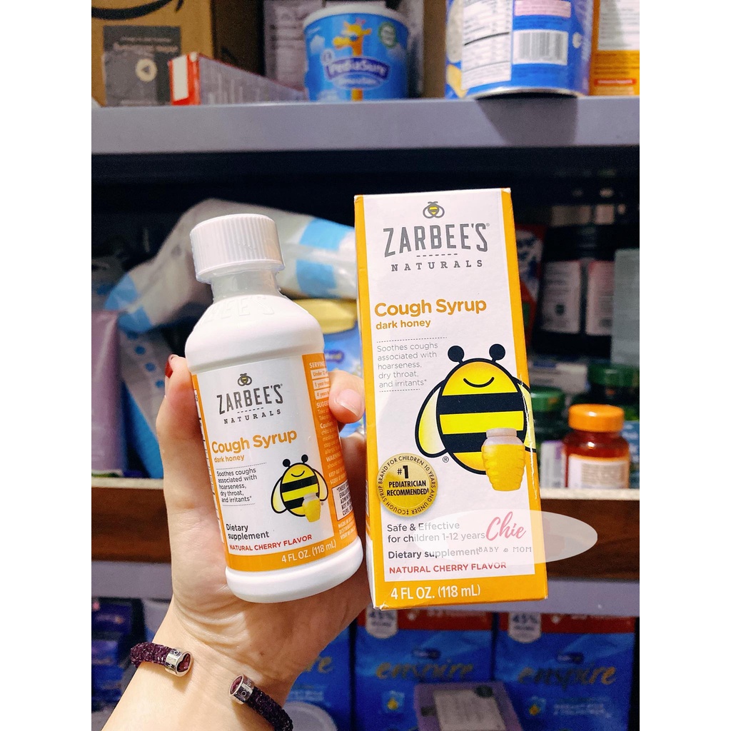 [ Hàng Mỹ] Siro ho Zarbee's Cough with Dark Honey - Siro mật ong đen cho bé chai 118ml