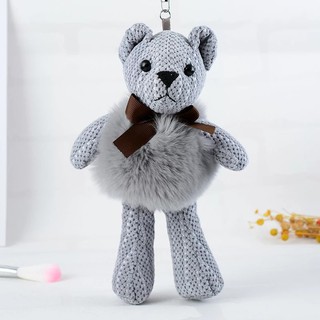 Móc túi xách Gấu Teddy mặc áo lông vũ