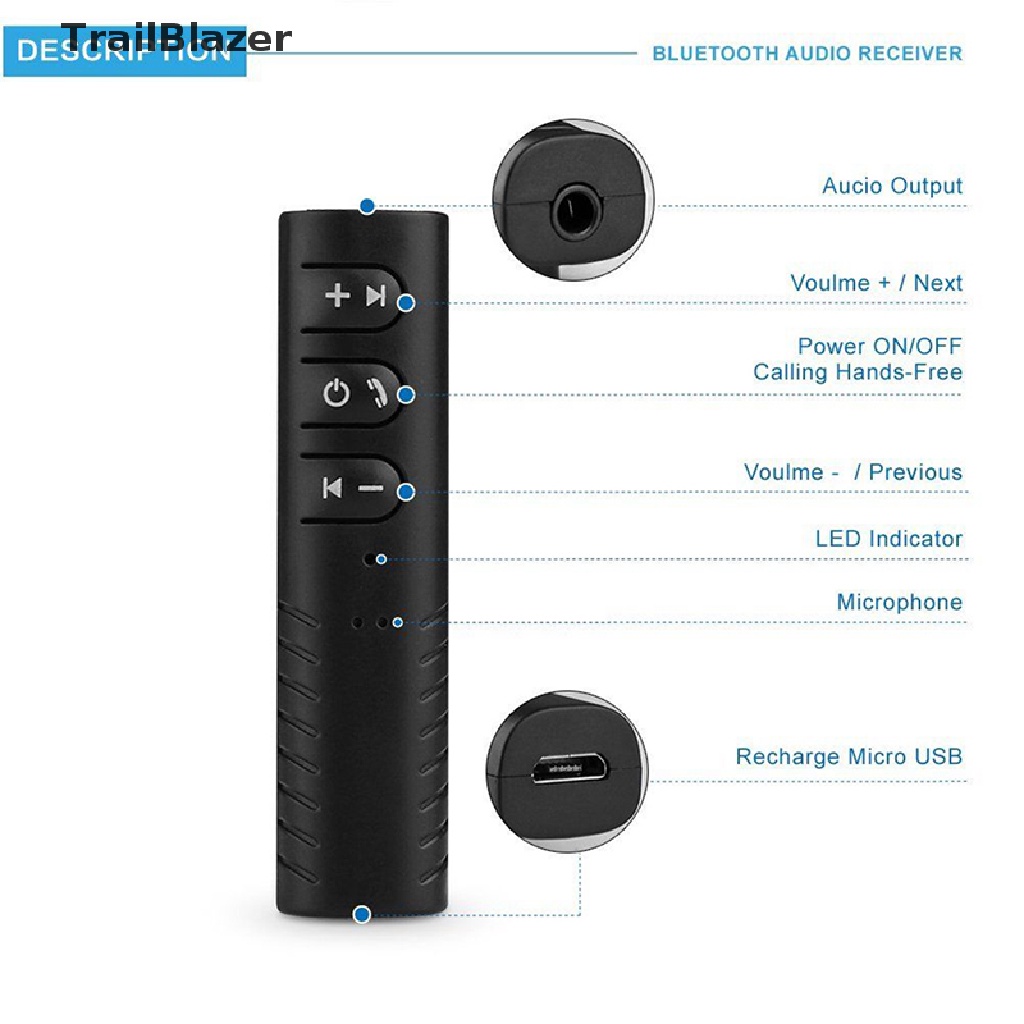 Thiết Bị Nhận Tín Hiệu Âm Thanh Bluetooth Không Dây Mini 3.5mm Cho Xe Ô Tô Mới