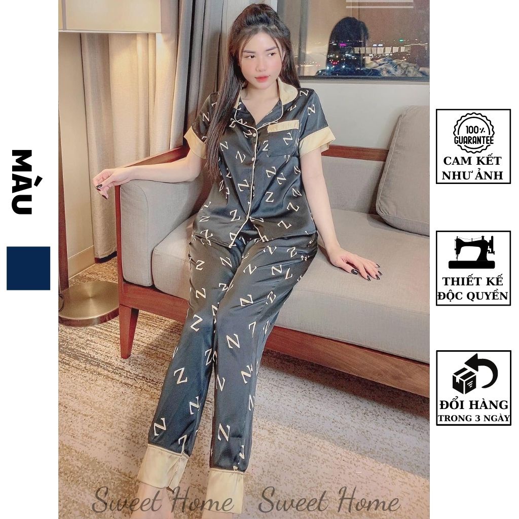 Đồ Bộ Pijama Lụa Satin Cao cấp Thiết Kế Thời Thượng Mềm Mại Thoải Mái D23 SWEET HOME
