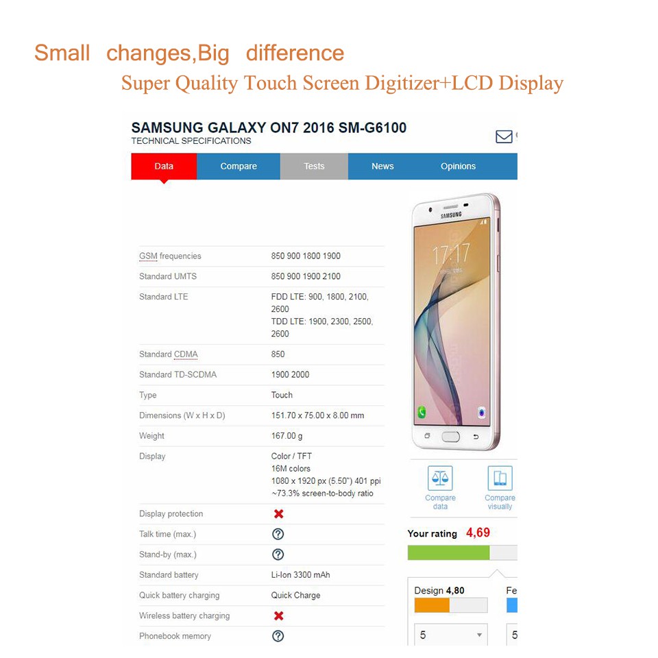 Màn Hình Lcd Cảm Ứng Thay Thế Cho Samsung Galaxy J7 Prime G610 G610f On7 2016 G6100